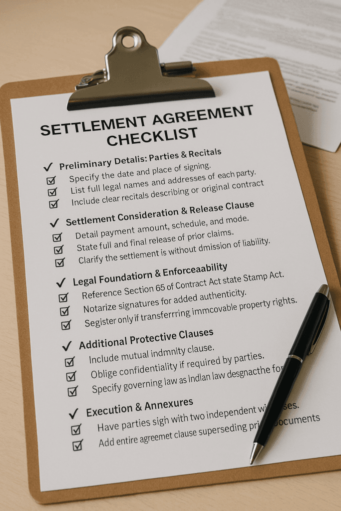 settlement agreement checklist